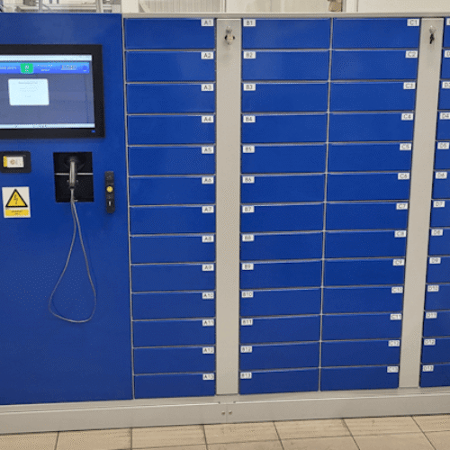 Parcel locker front view